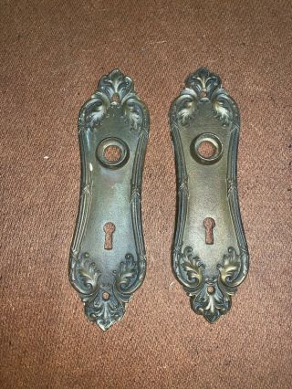 Antique Ornate Victorian Brass Bronze Door Knob Back Plates