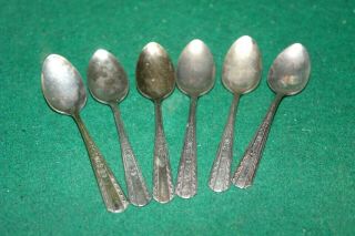 Vintage Demitasse Spoons Set Of 6 Hollywood Silver Plate 4 1/2 " Design