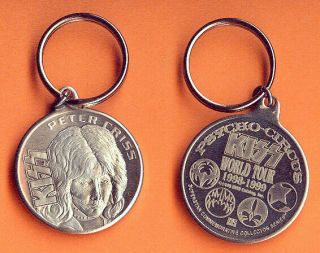 Kiss Coin Key Chain Peter Criss Rare Psycho Circus Nickel Silver