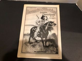 Vintage 4 Pages (8 Photos) “buffalo Bills Wild West” B&w Poster Prints
