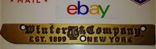 Antique Cast Iron Winter & Company Name Plate Badge Sign Advertising York