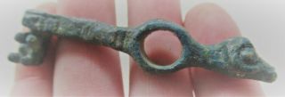 Circa 200 - 300ad Ancient Roman Bronze Casket Key With Ram Head Terminal