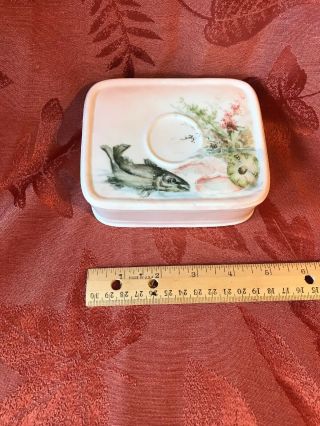 Vintage Porcelain Sardine Box Dish Jar Hand Painted Signed Laura