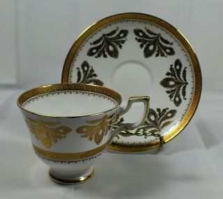Vintage Royal Tuscan England White With Gold Accent Cup And Saucer