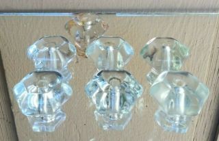 Antique Depression Glass Cabinet Knobs Drawer Pulls Hoosier Set Of 8