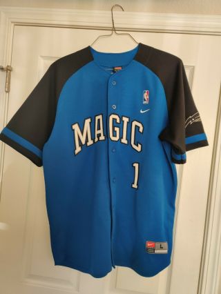 Vintage Tracy Mcgrady Nike Baseball Jersey Rare Mens Size Large Magic