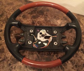 96 - 02 Cadillac Eldorado Steering Wheel Rare Leather & Wood Woodgrain Black Oem
