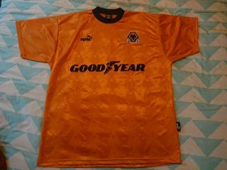 Vtg Retro 90s Wolves Wolverhampton Wanderers Football Shirt Goodyear Rare Men Xl