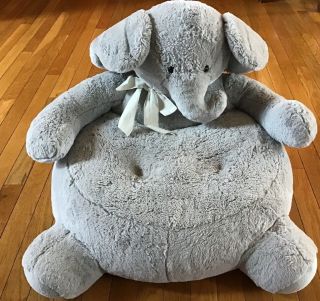 Rare Pottery Barn Kids Elephant Critter Chair Plush Material Soft Furry Gray