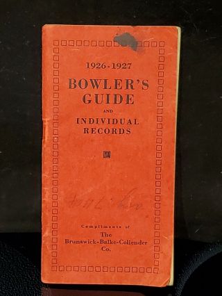 The Brunswick - Balke - Collender Co.  Vtg 1926 - 27 Bowler 
