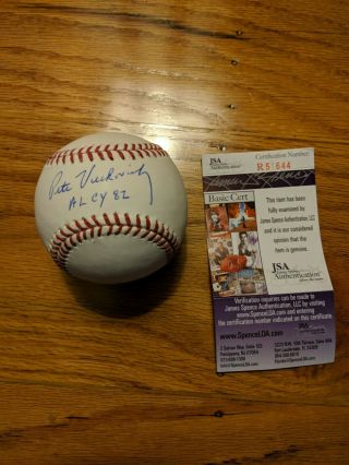 Pete Vuckovich Al Cy 82 Rare Signed M.  L.  Baseball Jsa R51644