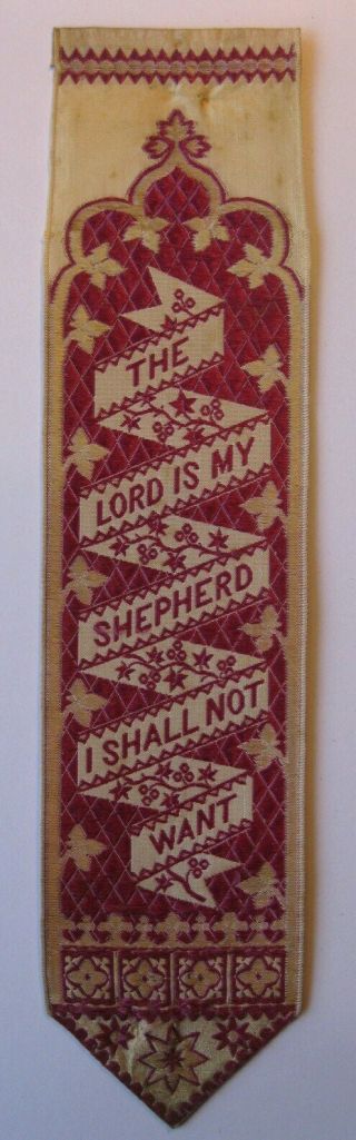 Victorian Stevengraph Silk Bookmark The Lord Is My Shepherd Book Mark T Stevens