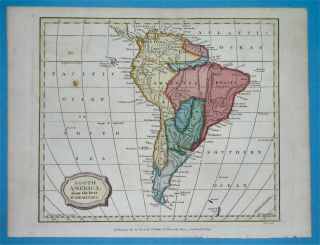 1806 Map Patagonia Argentina Chile Peru Colombia Buenos Aires Lima