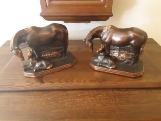 Rare Vintage Bookends By Gladys Brown,  Dodge Inc Copper Bronze Horse With Foal