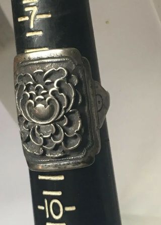 antique chinese silver ring Hand Carved Lotus Adjustable Size 2