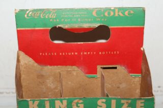 Vintage Coca Cola King Size Fish Tail Cardboard 6 Bottle Carrier Case Caddy Rare 2