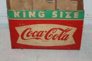 Vintage Coca Cola King Size Fish Tail Cardboard 6 Bottle Carrier Case Caddy Rare 3