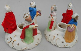 Vintage Commodore Three Wise Men Christmas Candle Holders Set Japan 1950s Rare
