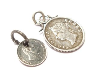 Small Antique Victorian Silver Coin Pendants