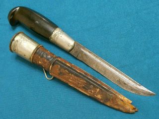 Vintage Finland Puukko Fishing Hunting Skinning Knife Knives Sheath Old Antique