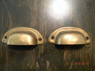 Two Vintage Solid Copper Cup Style Drawer Or Door Pulls Kitchen Cabinet Handles