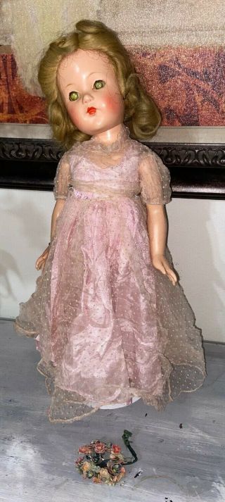 Antique 21 " Effanbee Marked Anne Shirley Composition Doll Pink Dress