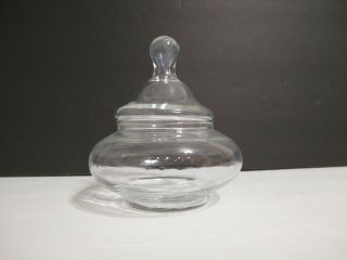 Small Vintage Clear Glass Candy Dish With Lid Dresser Container