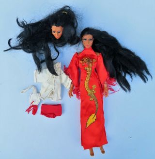 Vintage 1976 Mego Cher 12” Doll Bob Mackie Dragon Lady Dress And More
