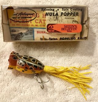 Fishing Lure Fred Arbogast Seein’s Believin’ Brown Frog Hula Popper Tackle Bait