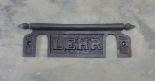 Antique Cast Iron Name Plate From Lehr Pump Organ Or Piano