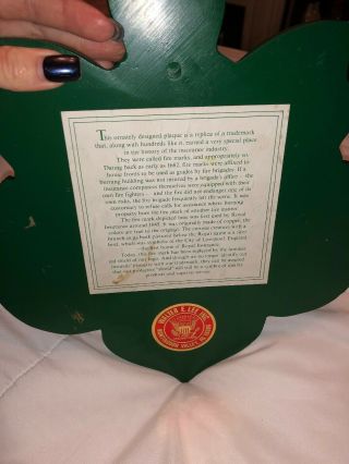 Fire Mark: Rare Royal Insurance Company Plaque - Green Red Crown Sign Door