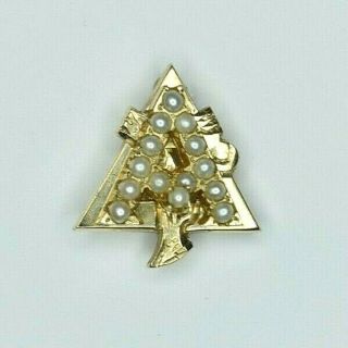 Rare Antique Alpha Gamma Delta 10k Solid Gold Seed Pearl Sorority Pin