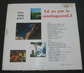 Coro Della S.  a.  t.  - Là Su Per Le Montagne Vol.  3 RCA lp 60 ' s RARE 2