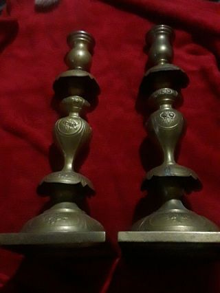 Antique Norbling & Co.  Galw.  Warszawa Sabbath Candle Stick Silverplate Over Brass