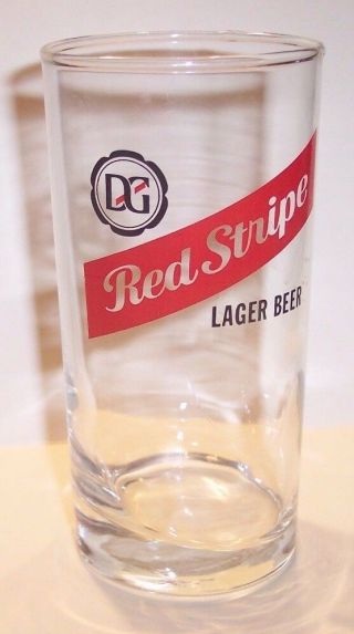 Rare Vintage 5 7/16 " Inch Dg Red Stripe Lager Beer Advertising Glass