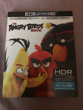 The Angry Birds Movie 3d Blu - Ray,  4k With Rare Oop Htf Collectible Slipcover