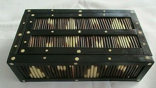Stunning Vintage Anglo Indian Galle Ceylonese Porcupine Quill With Sliding Lid