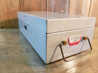 Vintage Metal Cash Box With Combination Lock United Service Life Insur.