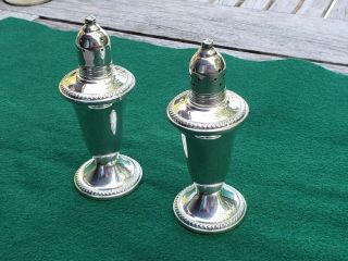 Vintage Duchin Creation Sterling Silver Weighted 5” Salt Pepper Set Glass Lined
