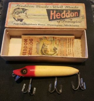 Vintage 3 Hook Heddon Dowagiac Vamp Lure With Insert