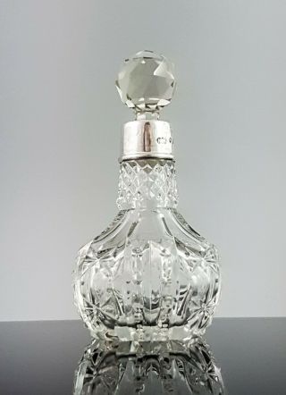 Art Deco sterling silver cut glass perfume scent bottle dressing vanity table 2