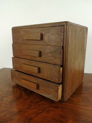 Small Bank Of Drawers Collectors Chest Hand Made Wooden Vintage Old