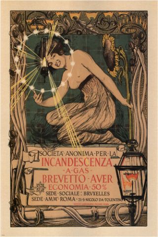 Gas Incandescent Lighting Vintage Ad Poster G Mataloni Italy 1895 24x36 Sexy