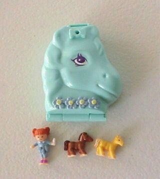1995 Vintage Polly Pocket " Pony Sisters " With Three Figures