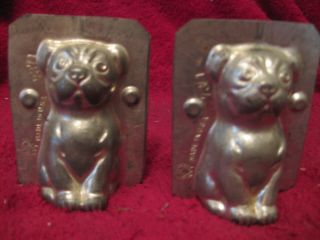 Two Antique Tin Trademark E Ny U.  S.  A.  Chocolate Molds 7371 Puppy Dog