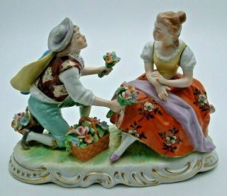 Antique Sitzendorf German Courting Couple Figurine - Perfect