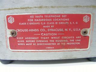 RARE CROUSE - HINDS ROTARY TELEPHONE FOR HAZARDOUS LOCATIONS,  EXPLOSION PROOF 2