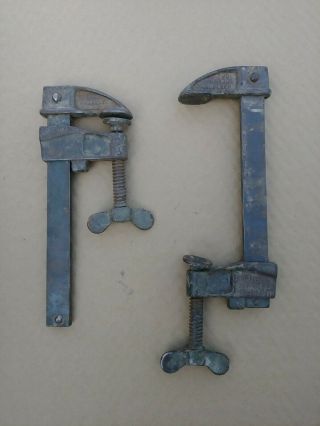 2 Antique Hartford Clamp Co.  Bar Clamps,  No16,  Butterfly Screw Handles