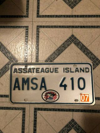 Rare Assateague Island Maryland License Plate Surf Beach Tag 410 Md.  Area Code