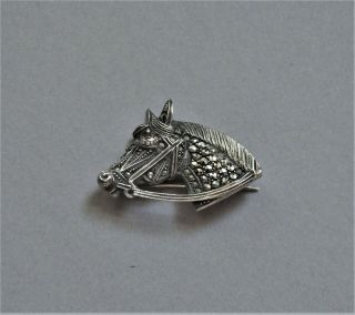 RARE Gorgeous Vintage 935 Sterling Silver Marcasite Horse Head Brooch Pin EUC 2